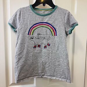 Mini Boden Rainbow Roller Skating Dog and Cat Graphic Tee Shirt Girls Size 11-12